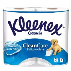 Kleenex Туалетная бумага Деликат Уайт двухслойная белая 4шт