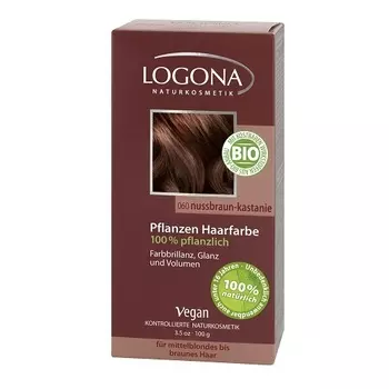 LOGONA растительная краска для волос 060 орех красно-коричневый 100g
