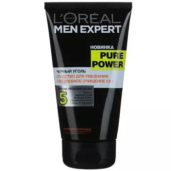 Лореаль Men Expert ПЮР ПАУЭР Гель для умывания Чёрный уголь 150м
