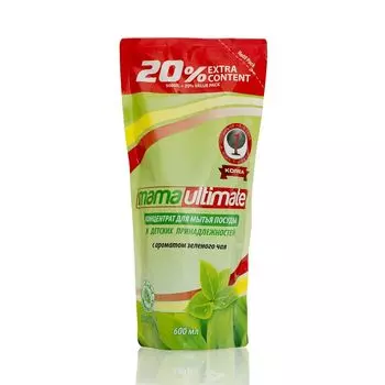 Mama Ultimate Зеленый чай Концентрат для мытья посуды, 600мл запасной блок