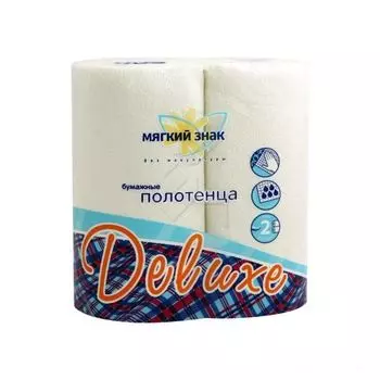 Мягкий знак Бумажное полотенце Deluxe белое с рисунком 100% целлюлоза 2-х слойная 2 рулона