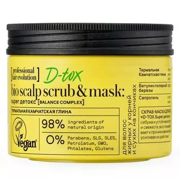 Натура Сиберика Hair Evolution Скраб-маска для кожи головы перед мытьем головы D-Tox Super детокс 150мл