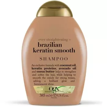 OGX Шампунь Разглаживающий для укрепления волос Бразильский кератин 385 мл