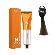 Ollin N-JOY 4/13 шатен пепельно-золотистый перманентная крем-краска для волос 100мл