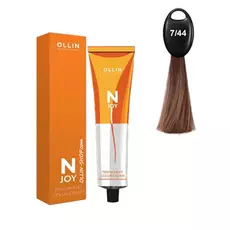 Ollin N-JOY 7/44 русый интенсивно-медный перманентная крем-краска для волос 100мл