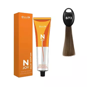 Ollin N-JOY 8/73 светло–русый коричнево–золотистый перманентная крем-краска для волос 100мл