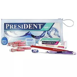 Президент Брекет-набор: зубая щетка ортодонтическая, щетка малопучковая, фитофлосс, ершики межзубные, воск в полосках