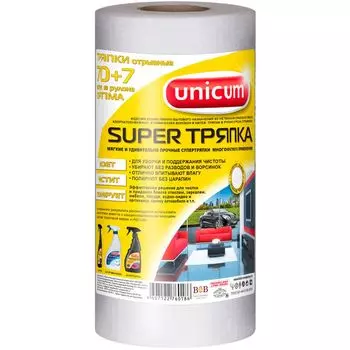 Unicum Супер тряпка белая 70+7шт в рулоне 24*30см