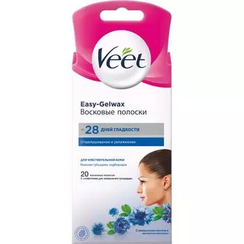 Veet полоски восковые для чувствительной кожи для лица Easy Gel-wax N20