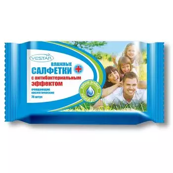 Вестар Влажные салфетки с антибактериальным эффектом 70шт