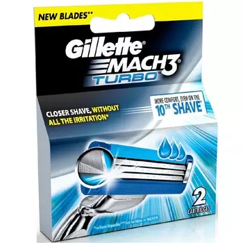Жиллет/Gillette сменные кассеты Mach3 Turbo 2 шт (rus)
