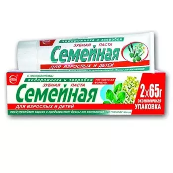 Зубная паста Семейная с экстрактом подорожника и зверобоя 130мл Свобода