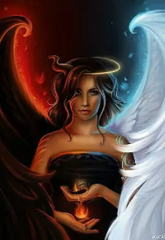 Демон с нимбом на голове