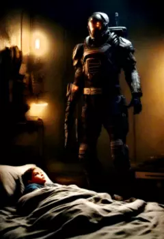 Синий робот за дверью