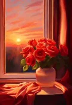 Весенняя роза на закате дня