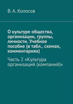 О культуре общества, организации, группы, личности. Учебное пособие (в табл., схемах, комментариях). Часть 2. «Культура организаций (компаний)»