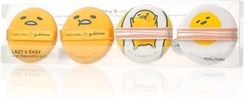 Holika Holika Lazy amp Eazy Gudetama Chop Chop Cushion Puff Set