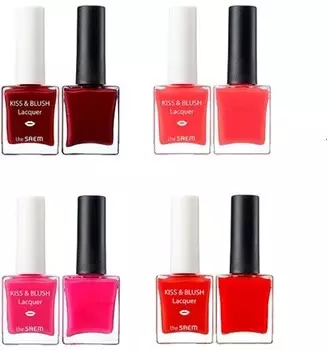 The Saem Kiss And Blush Lacquer And Kissholic Nails
