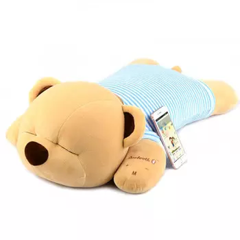 Большой медведь подушка с колонками бежевый