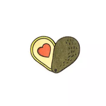 Деревянный пин Waf-Waf Авокадо сердце