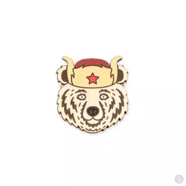 Деревянный пин Waf-Waf Медведь в ушанке