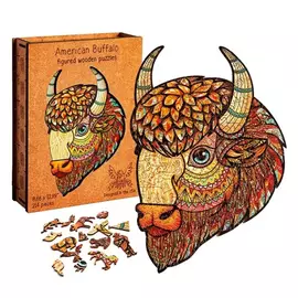 Фигурный деревянный пазл ручной работы Американский бизон