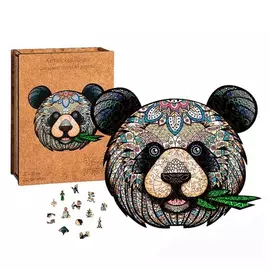 Фигурный деревянный пазл ручной работы Китайская панда