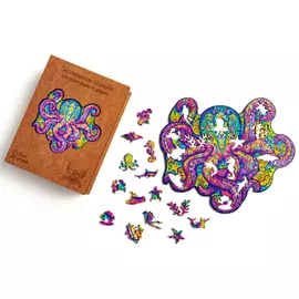 Фигурный деревянный пазл ручной работы Тихоокеанский осьминог