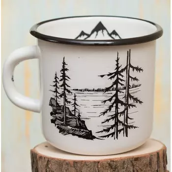 Эмалированная кружка Лес и горы