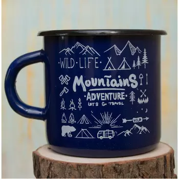 Эмалированная кружка Mountains blue