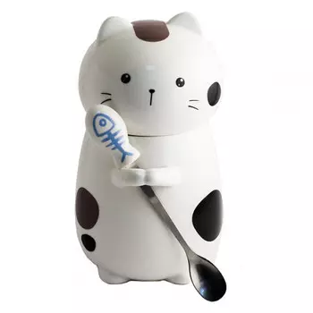 Кружка Котик спокойный с ложечкой