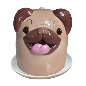 Кружка с блюдцем Мопс