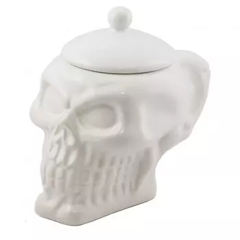 Кружка с крышкой Череп белый