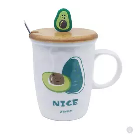 Кружка с крышкой и ложкой Авокадо Nice