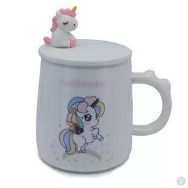 Кружка с крышкой и ложкой Color Unicorn