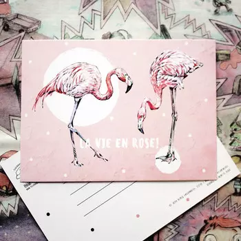 Открытка фламинго