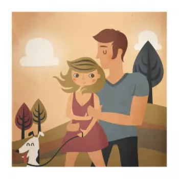 Открытка Пара с собачкой