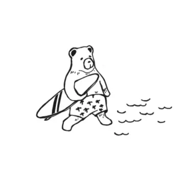 Открытка с конвертом Медведь-сёрфер