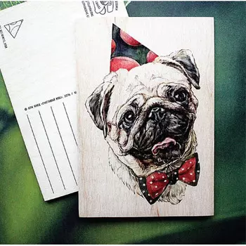 Открытка Счастливый мопс