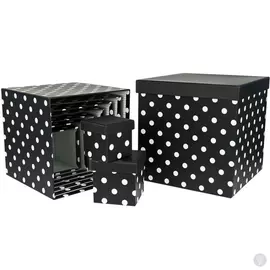 Подарочная коробка Куб Горох черный