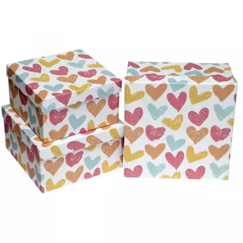 Подарочная коробка квадрат Сердца меловые