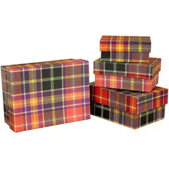 Подарочная коробка Шотландка красная прямоугольник