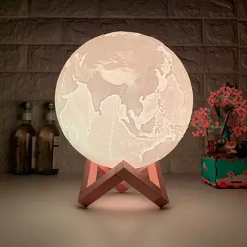 Сенсорный светильник на аккумуляторе Земля с пультом ДУ 10 см.