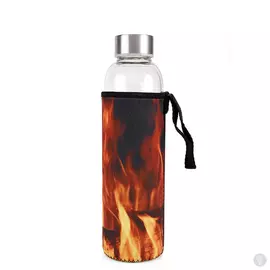 Стеклянная бутылочка с термо-чехлом для воды Kikkerland. Разные дизайны