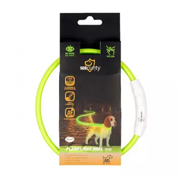 Светящийся ошейник для собак нейлоновый зеленый 45 см