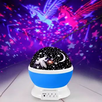 Вращающийся ночник проектор Единорог