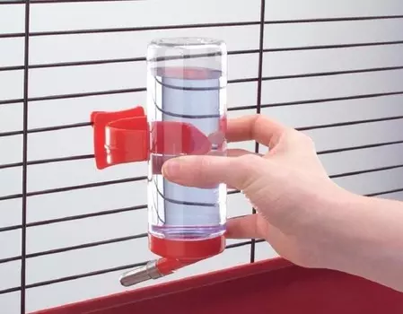 Автопоилка с креплением к клетке для мышей и хомячков, 80 мл, красный