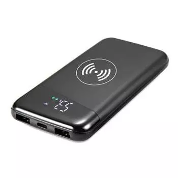 Беспроводная зарядка для телефона с индикатором заряда 8000 mAh, чёрный