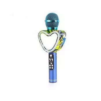 Беспроводной Bluetooth микрофон Q5 зеркальное сердце, синий