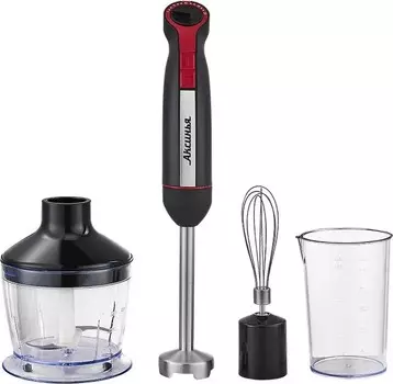 Блендер АКСИНЬЯ КС-300В черн.с красн:1000ВТ, РЕГУЛИР. СКОРОСТИ,стакан,измельчитель,венчик(6)